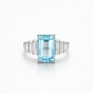 18k White Gold Natural Aquamarine Ring