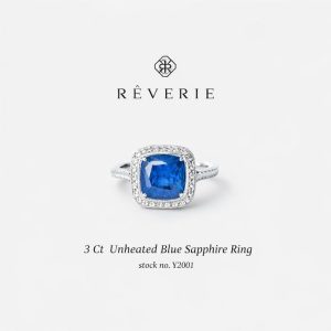 3Ct Unheated Blue Sapphire Ring