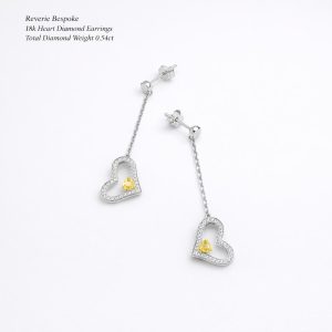 Natural Yellow and White Diamond Earrings "Hearts"