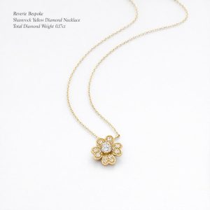 Natural Yellow and White Diamonds Necklace "Shamrock"
