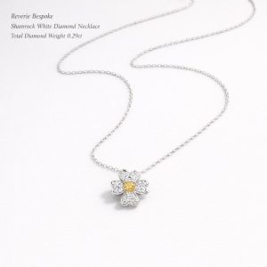 Natural Yellow and White Diamonds Necklace "Shamrock" (White Gold)