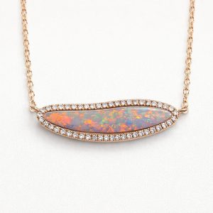 Natural Solid Opal Necklace 18K Rose Gold