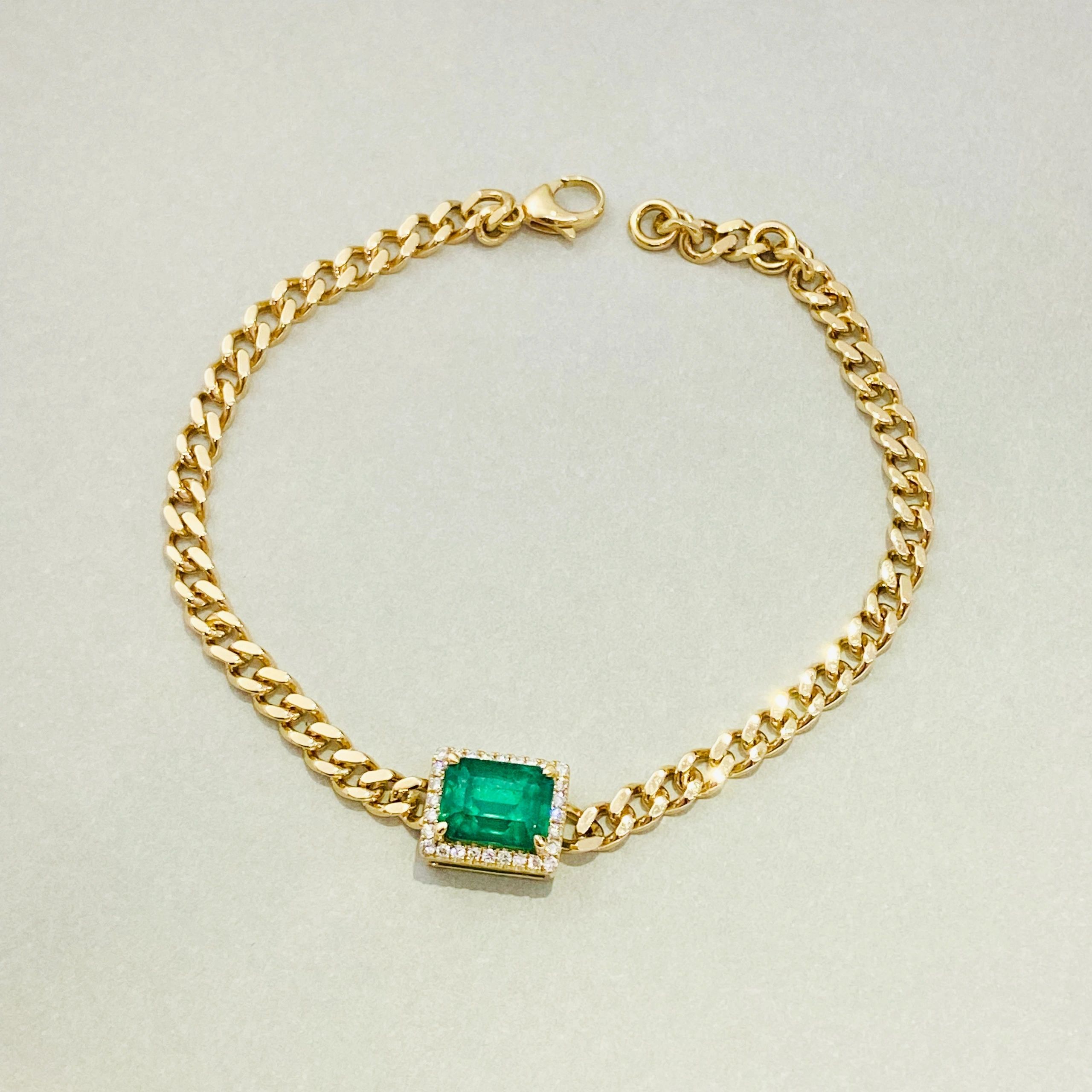 Natural Emerald 18K Gold Bracelet